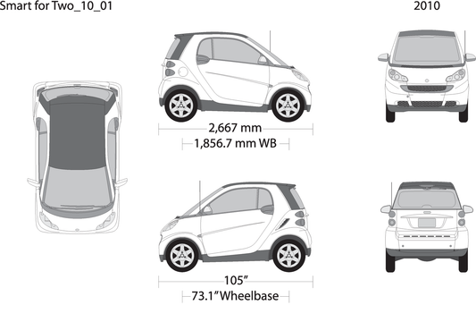 2010 Smart Fortwo V01 Vehicle Wrap Template