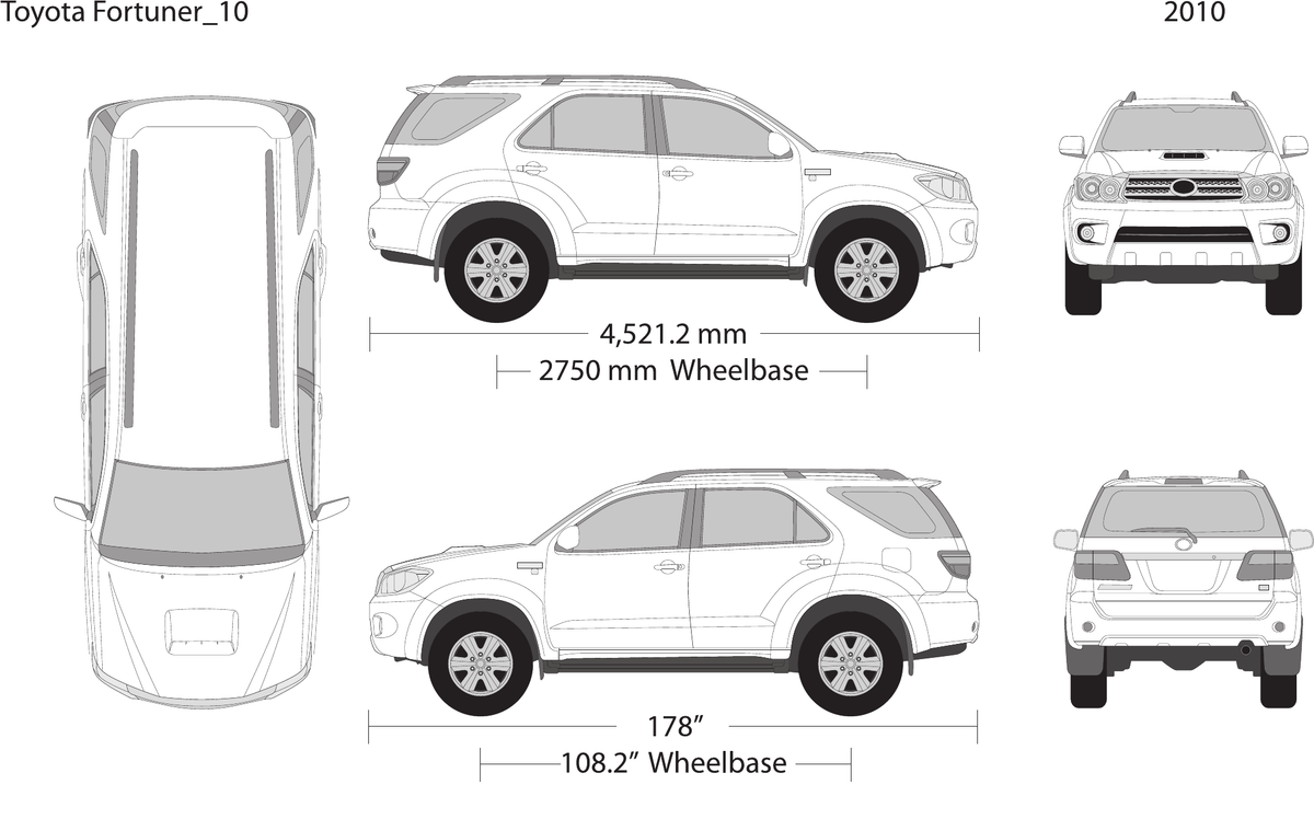 2010 Toyota Fortuner vector wrap template, Design-Ready PDF - GravBase