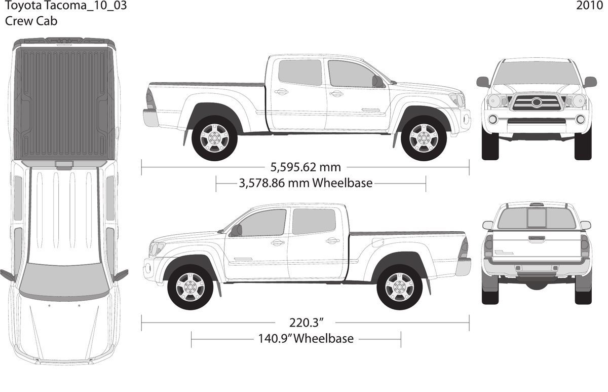 2010 Toyota Tacoma vector wrap template V03, Design-Ready PDF - GravBase
