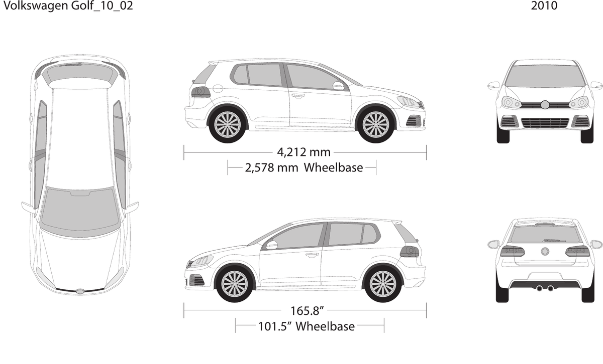 2010 Volkswagen Golf vector wrap template V02, Design-Ready PDF - GravBase