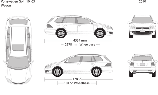 2010 Volkswagen Golf Vector Wrap Template - GravBase