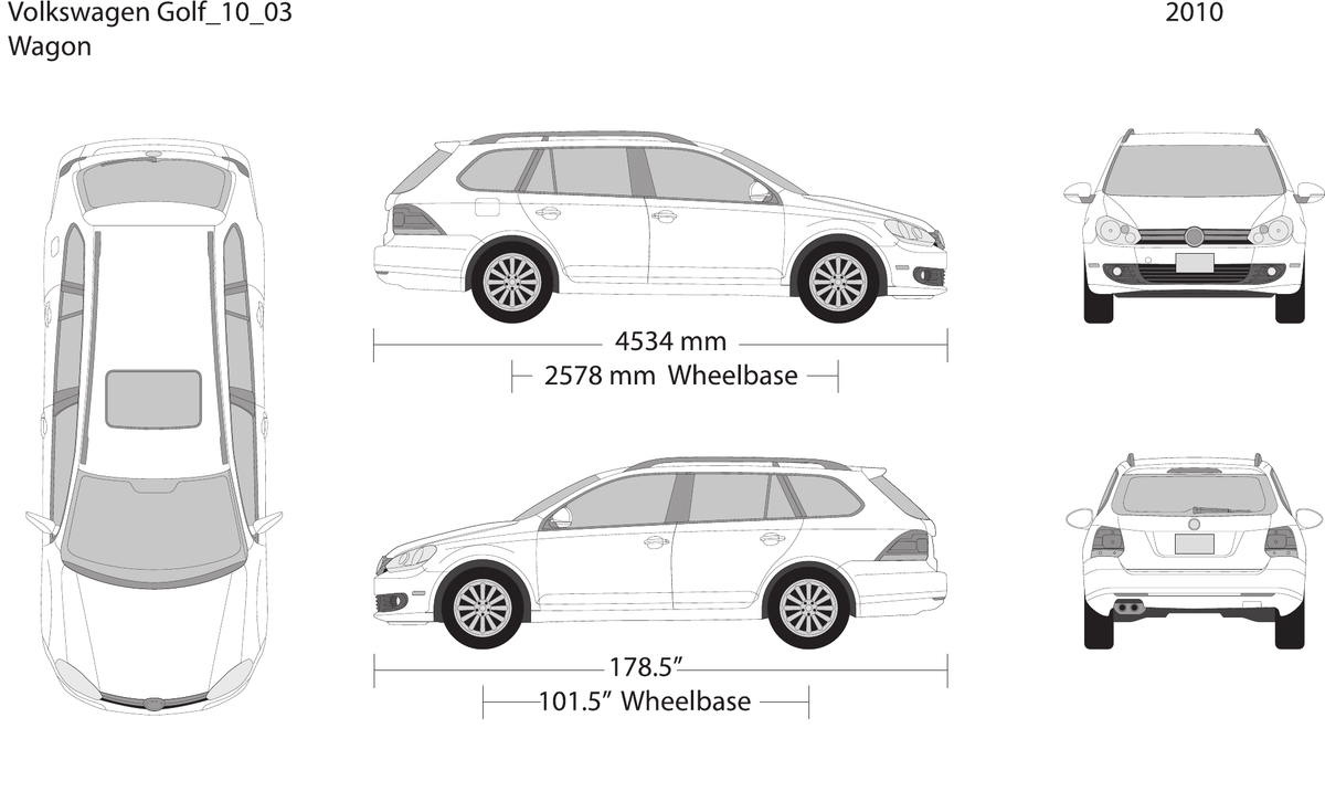 2010 Volkswagen Golf vector wrap template V03, Design-Ready PDF - GravBase