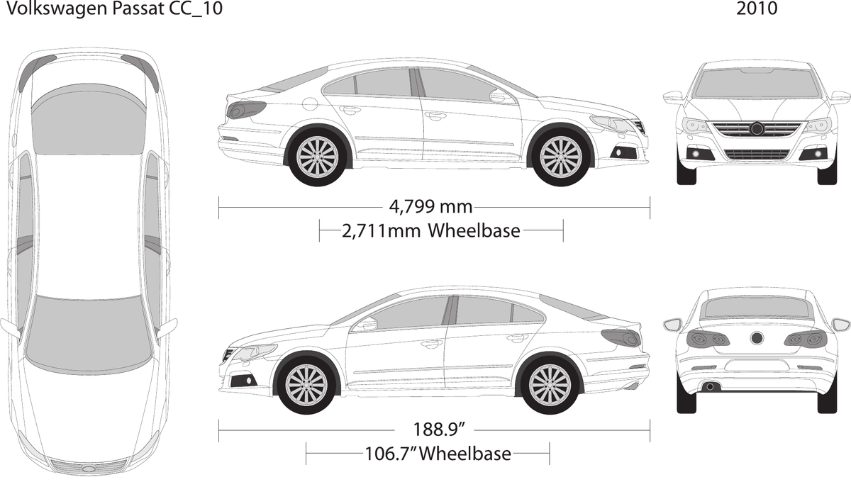2010 Volkswagen Passat CC vector wrap template, Design-Ready PDF - GravBase