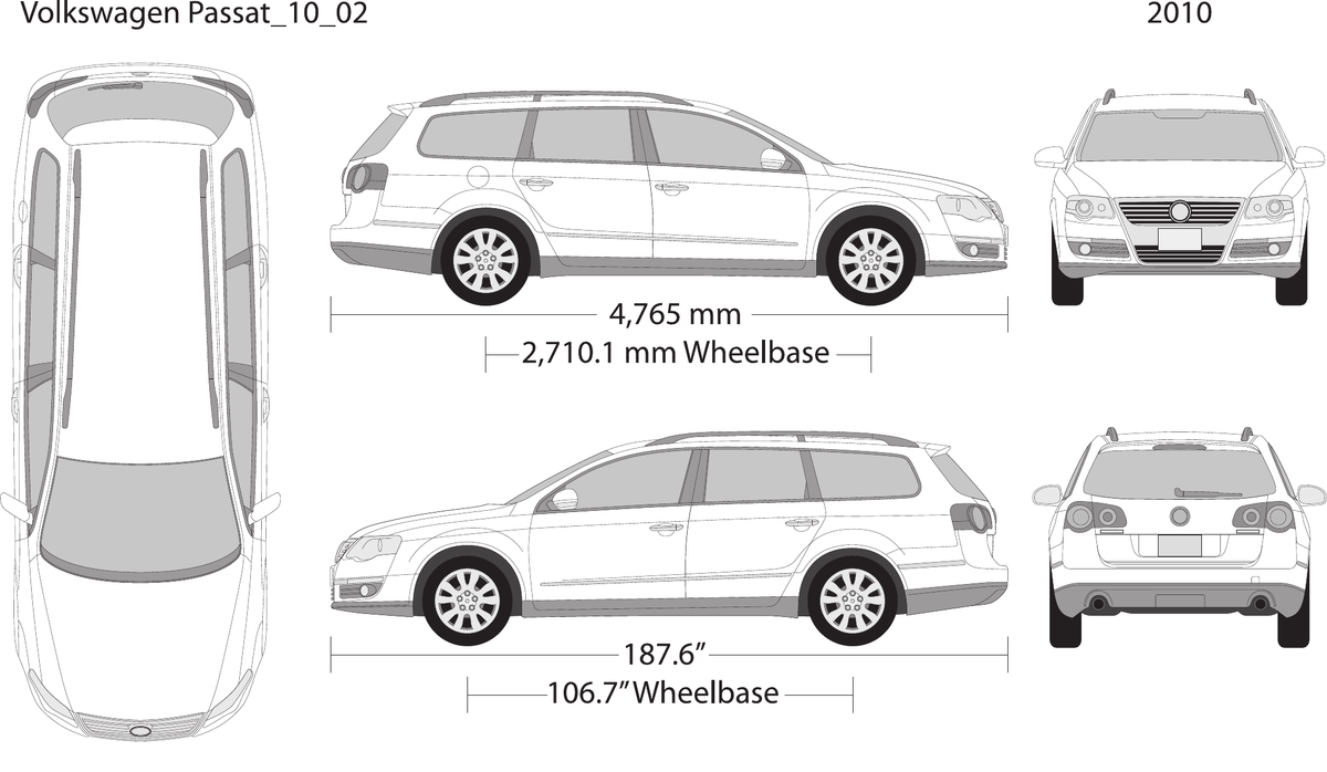 2010 Volkswagen Passat vector wrap template V02, Design-Ready PDF - GravBase