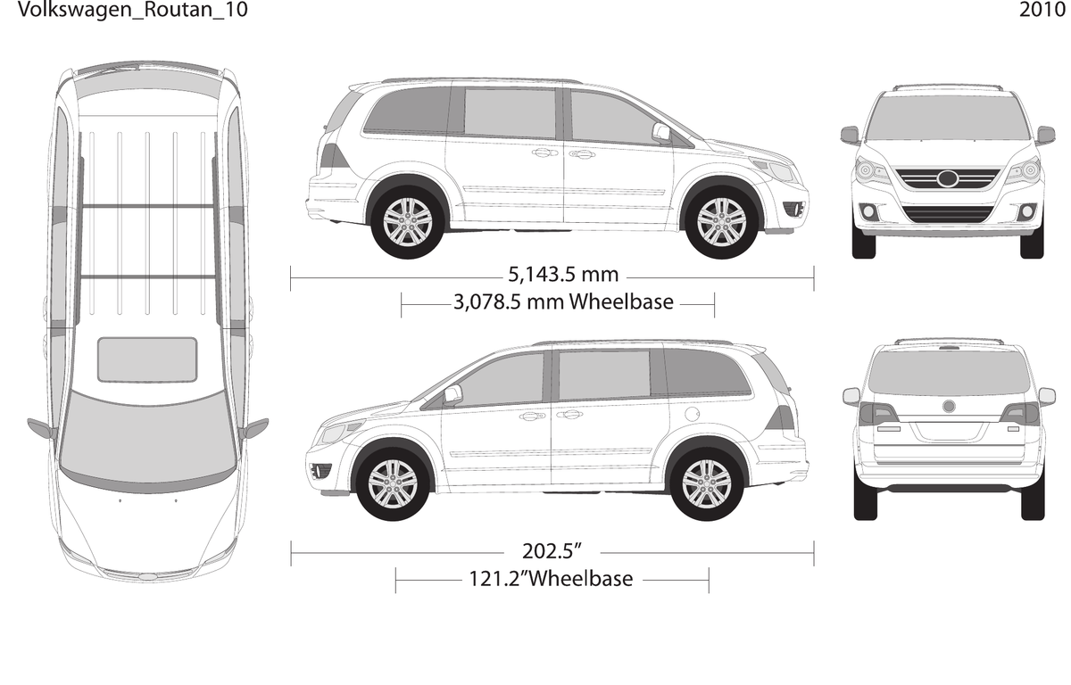 2010 Volkswagen Routan vector wrap template, Design-Ready PDF - GravBase