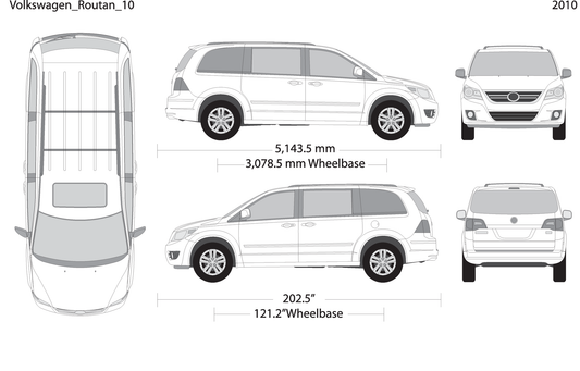 2010 Volkswagen Routan V10 Vehicle Wrap Template