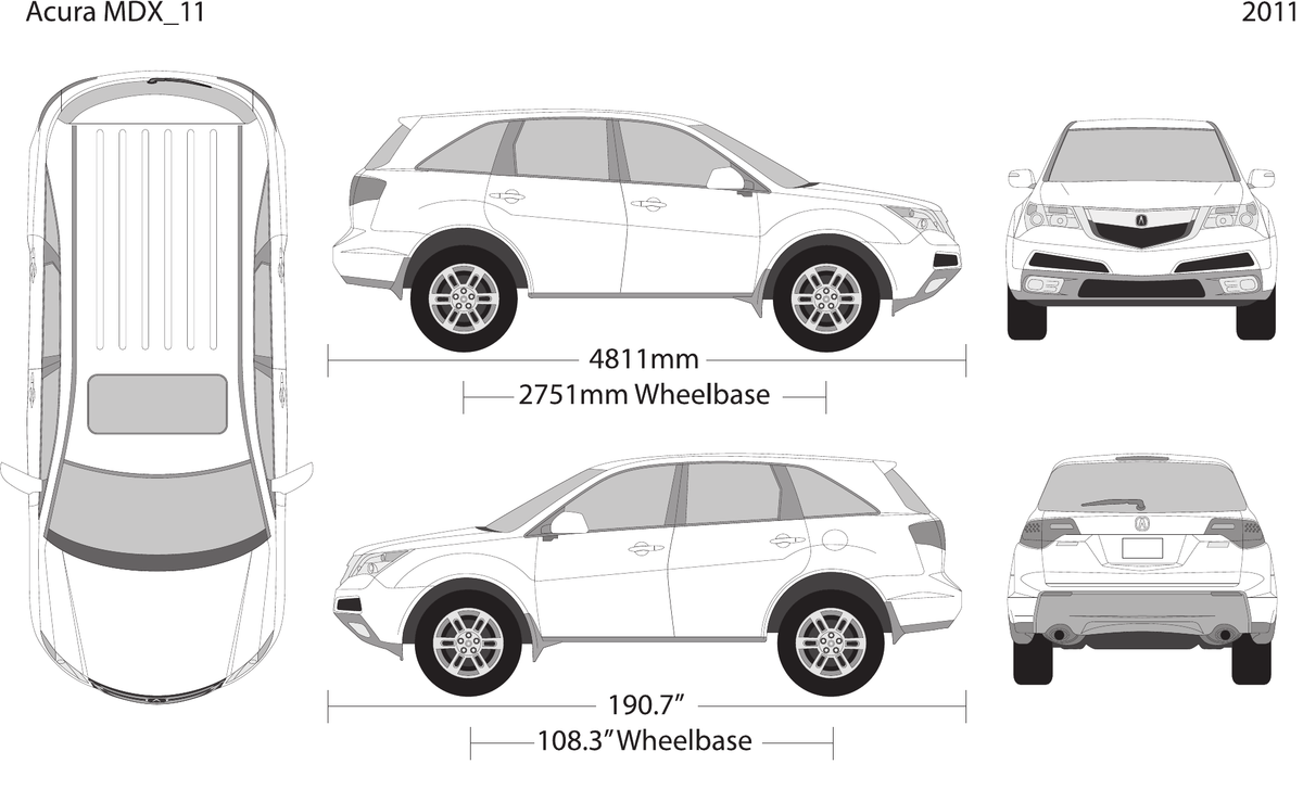 2011 Acura MDX vector wrap template, Design-Ready PDF - GravBase