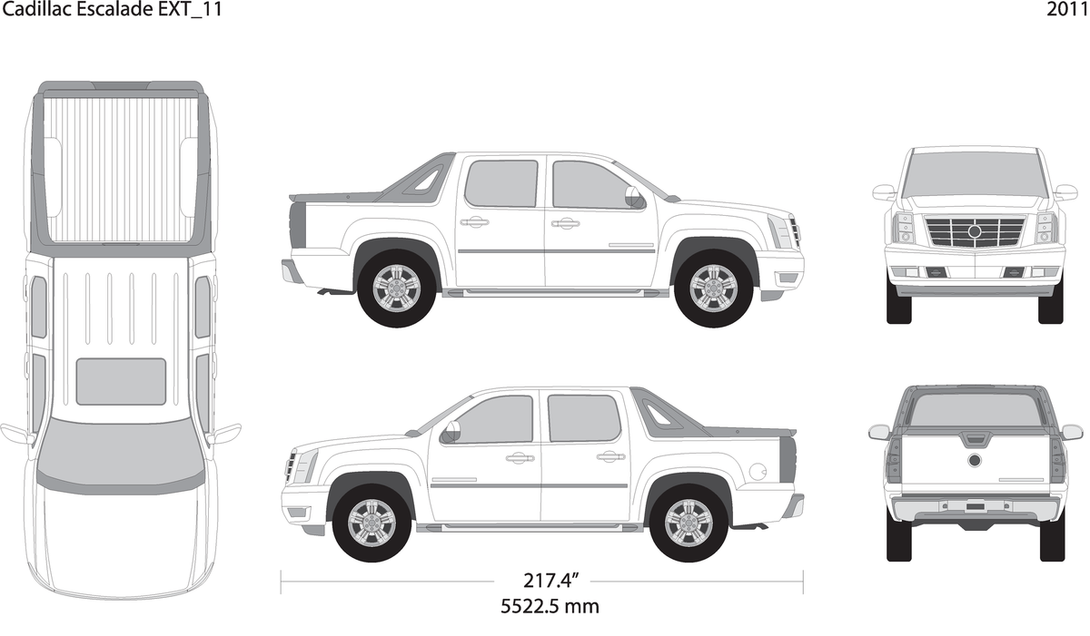 2011 Cadillac Pick Ups Escalade Ext V11 Vehicle Wrap Template