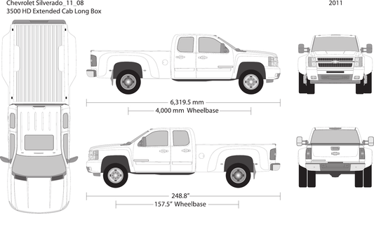 2011 Chevy Silverado 2500-3500 HD Vector Wrap Template - GravBase
