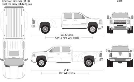 2011 Chevy Silverado 2500-3500 HD Vector Wrap Template - GravBase