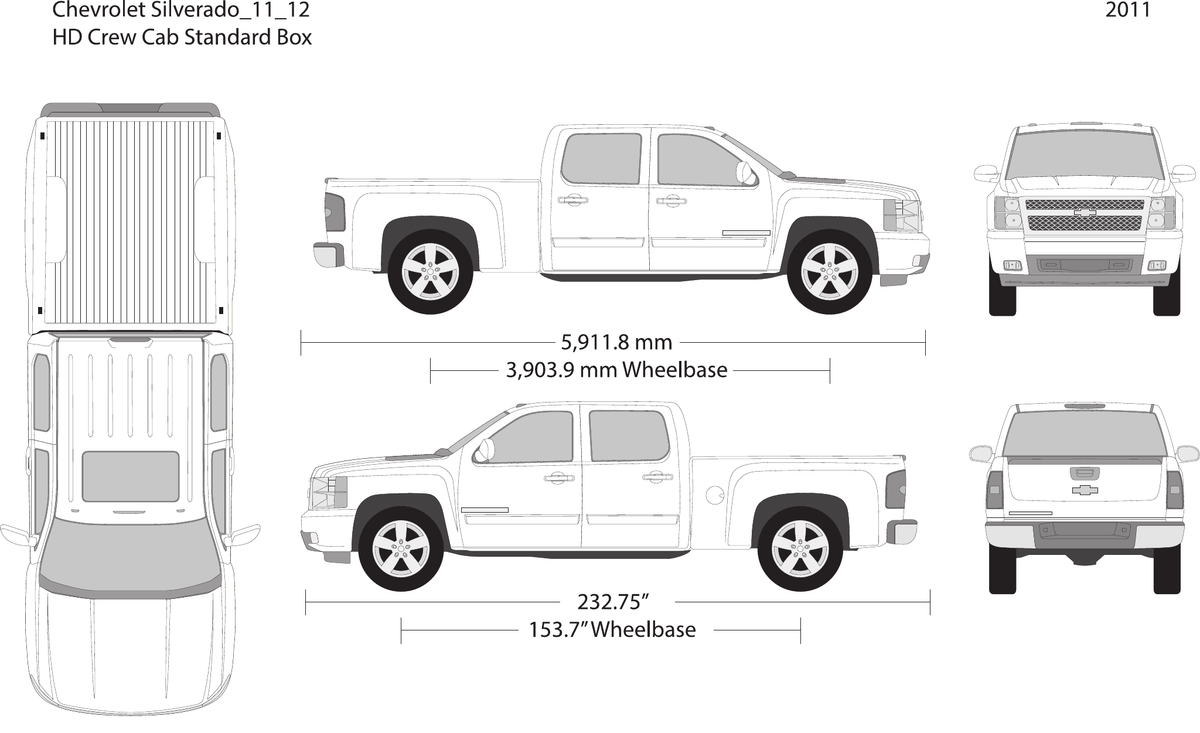 2011 Chevy Silverado 2500-3500 HD vector wrap template V12, Design-Ready PDF - GravBase