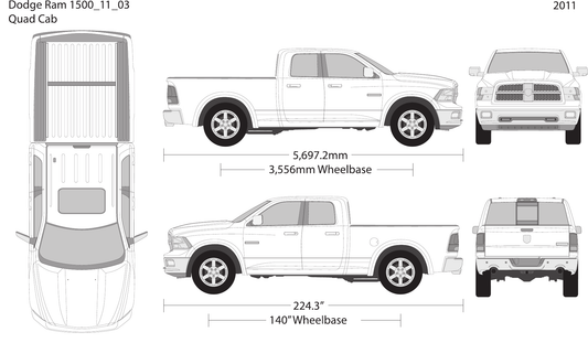 2011 Dodge Ram 1500 vector wrap template V03, Design-Ready PDF - GravBase