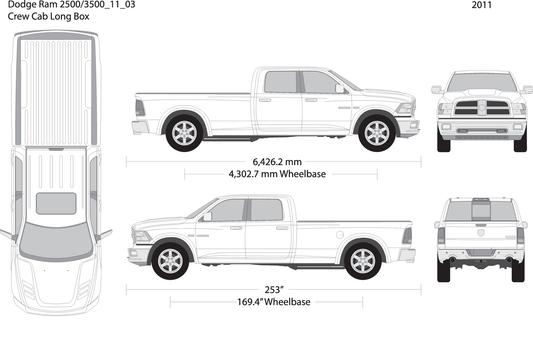 2011 Dodge Ram 2500 3500 V03 Vehicle Wrap Template