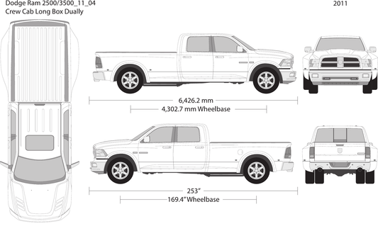 2011 Dodge Ram 2500_3500 vector wrap template V04, Design-Ready PDF - GravBase