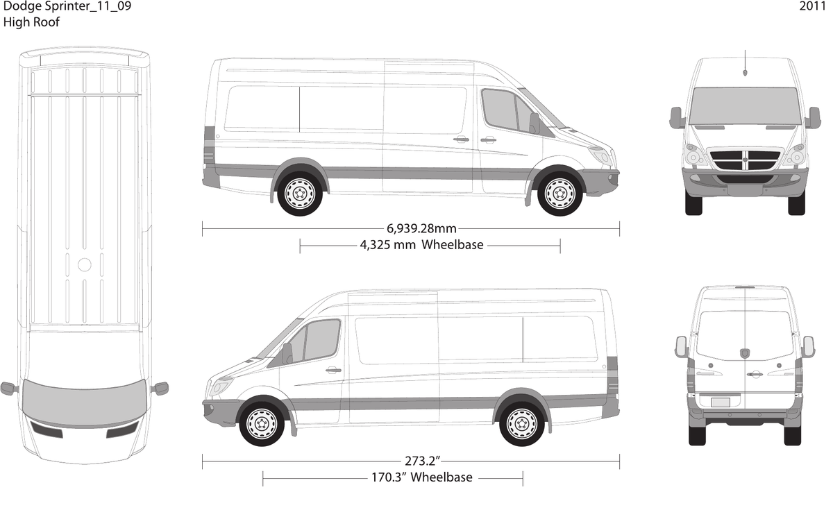 2011 Dodge Sprinter vector wrap template V09, Design-Ready PDF - GravBase