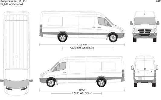 2011 Dodge Sprinter free vector vehicle wrap template - GravBase