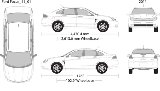 2011 Ford Focus Vector Wrap Template - GravBase