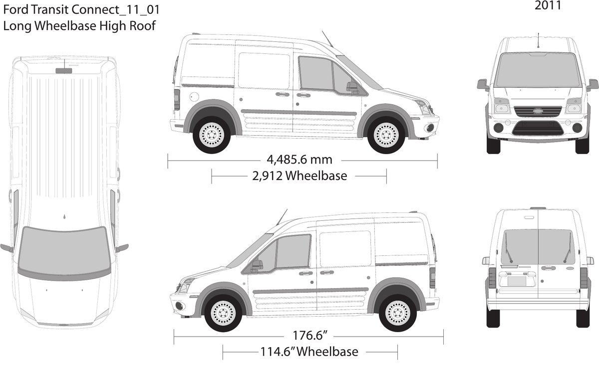 2011 Ford Transit Connect vector wrap template V01, Design-Ready PDF - GravBase