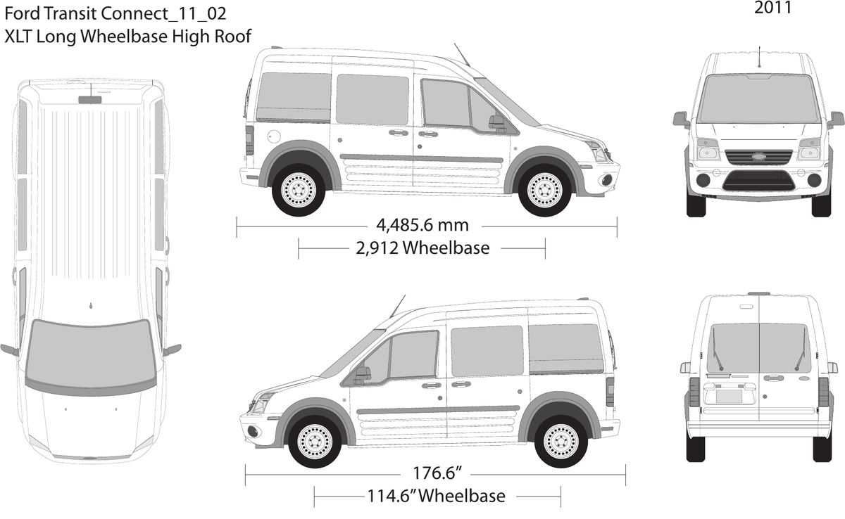 2011 Ford Transit Connect vector wrap template V02, Design-Ready PDF - GravBase