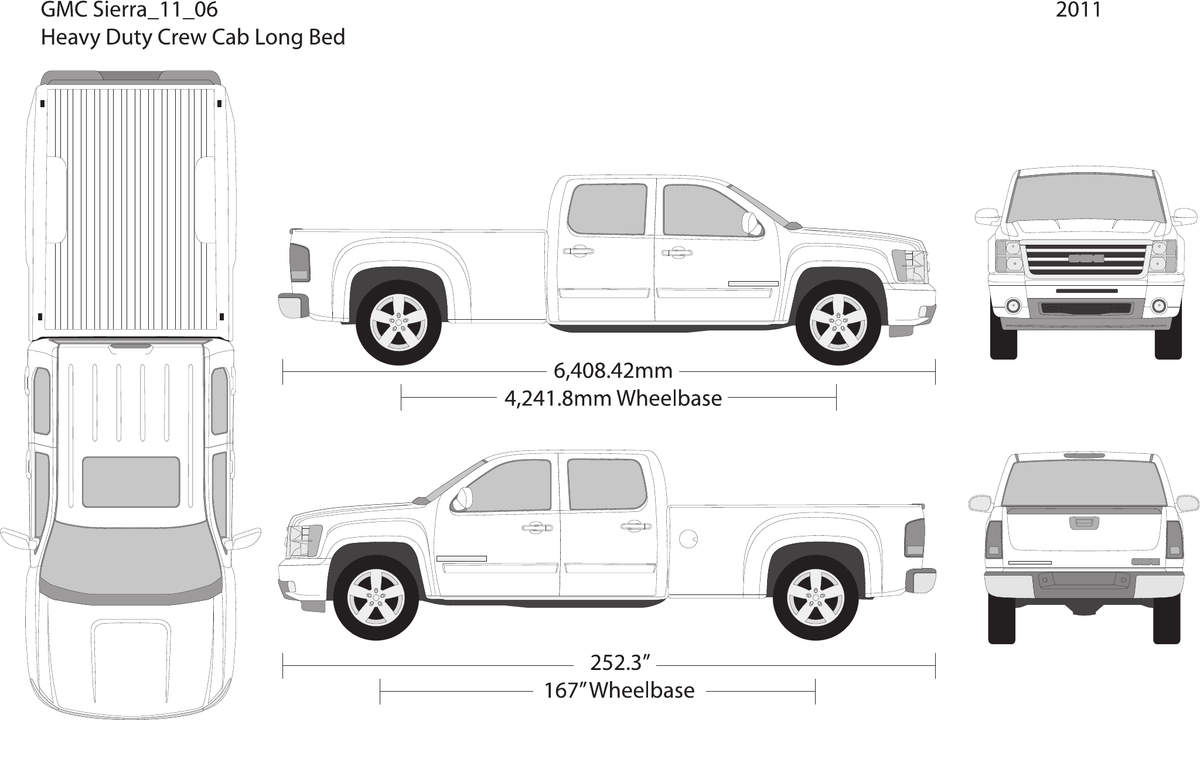 2011 GMC Sierra 2500-3500 HD vector wrap template V06, Design-Ready PDF - GravBase