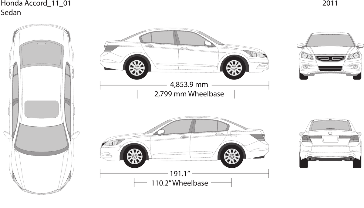 2011 Honda Accord Sedan vector wrap template, Design-Ready PDF - GravBase