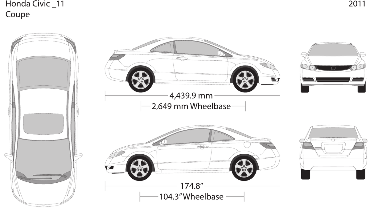 2011 Honda Civic Coupe vector wrap template, Design-Ready PDF - GravBase