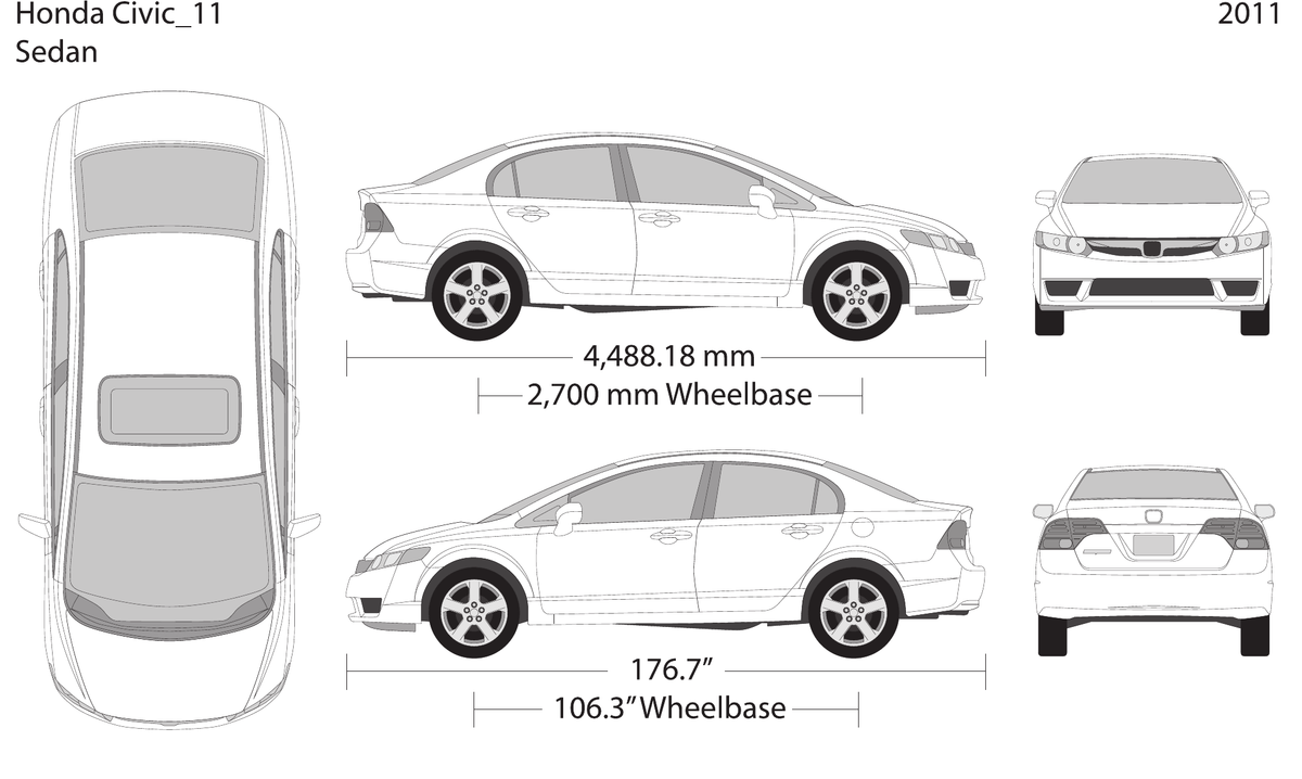 2011 Honda Civic Sedan vector wrap template, Design-Ready PDF - GravBase