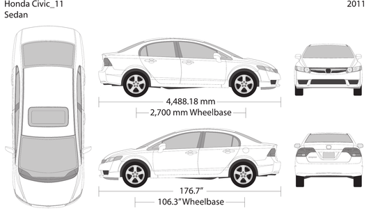 2011 Honda Civic Sedan vector wrap template, Design-Ready PDF - GravBase