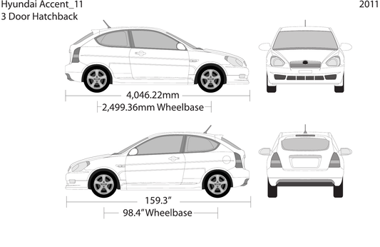 2011 Hyundai Accent Hatchback vector wrap template, Design-Ready PDF - GravBase