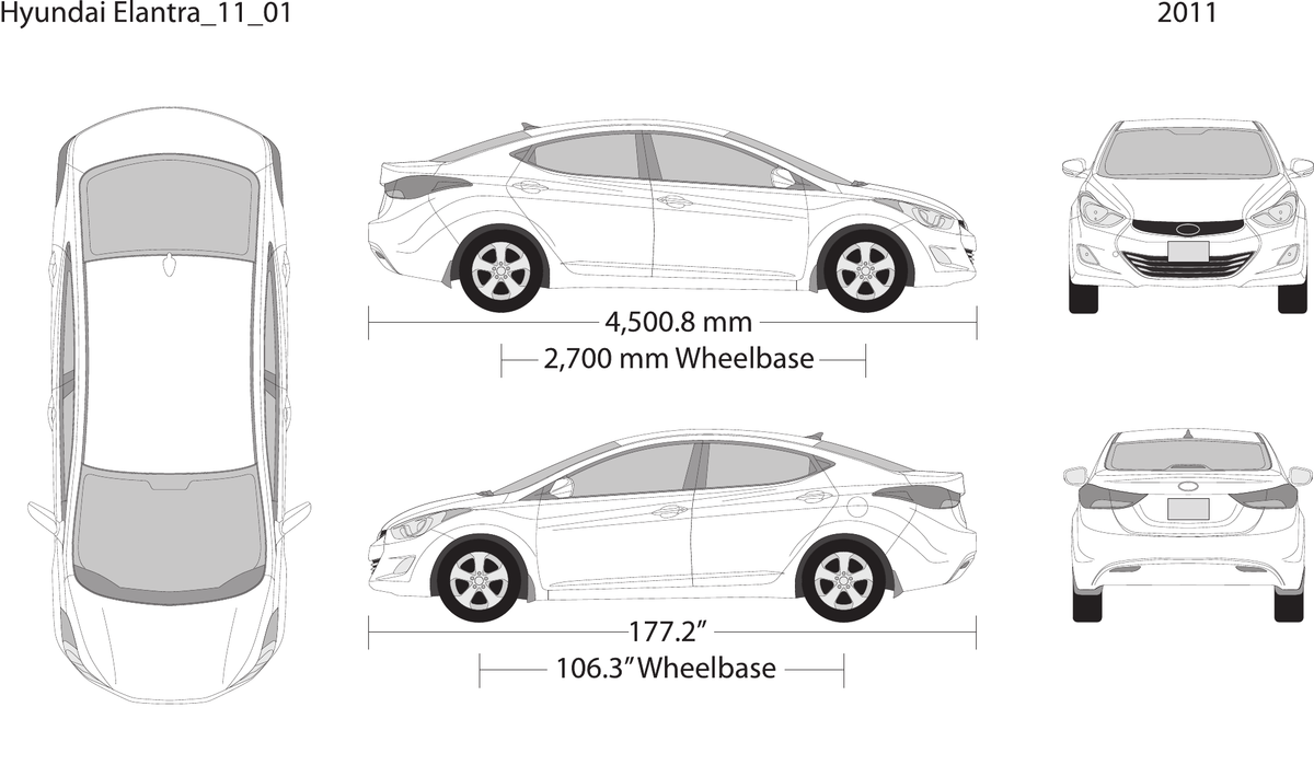 2011 Hyundai Elantra vector wrap template, Design-Ready PDF - GravBase
