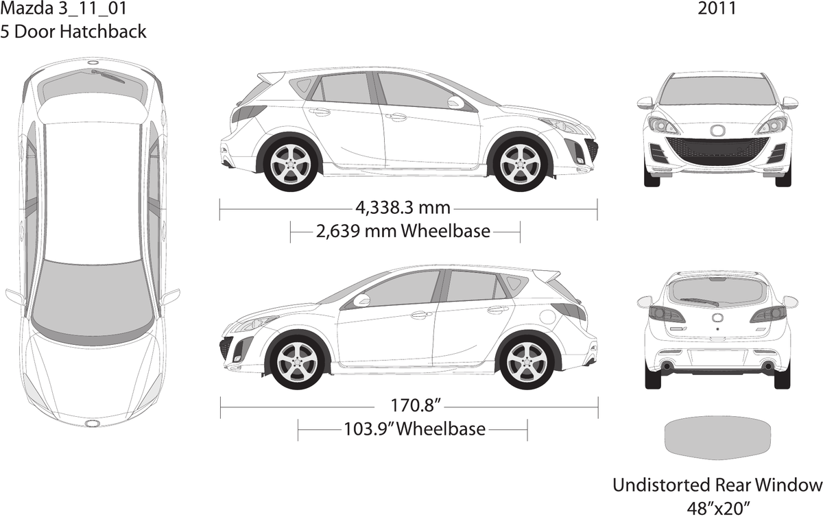 2011 Mazda 3 Hatchback vector wrap template, Design-Ready PDF - GravBase