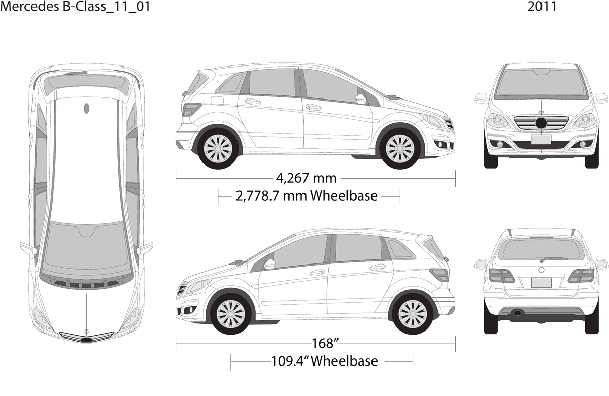 2011 Mercedes B-Class vector wrap template, Design-Ready PDF - GravBase