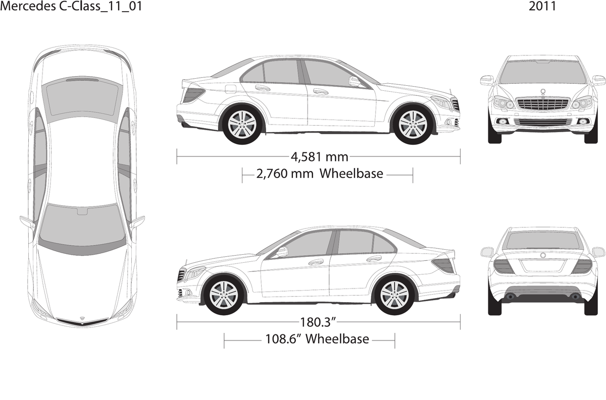 2011 Mercedes C-Class vector wrap template, Design-Ready PDF - GravBase