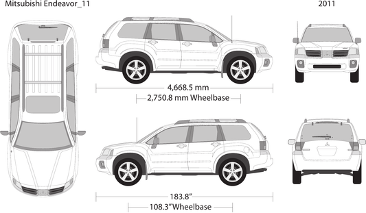 2011 Mitsubishi Endeavor vector wrap template, Design-Ready PDF - GravBase