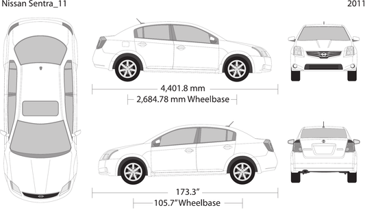 2011 Nissan Sentra vector wrap template, Design-Ready PDF - GravBase