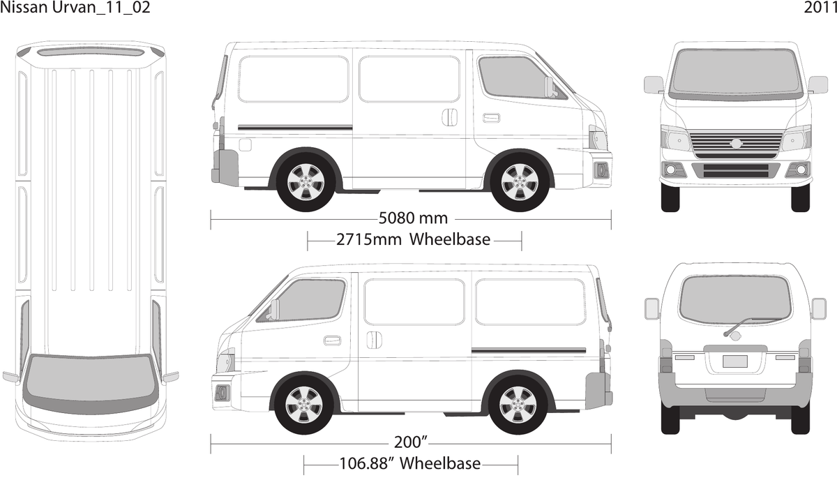 2011 Nissan Urvan vector wrap template V02, Design-Ready PDF - GravBase