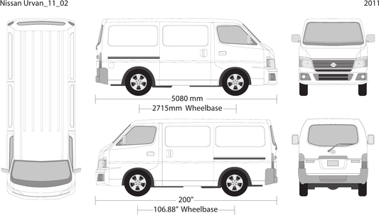 2011 Nissan Urvan vector wrap template V02, Design-Ready PDF - GravBase