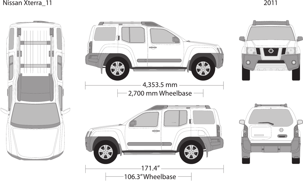 2011 Nissan Xterra vector wrap template, Design-Ready PDF - GravBase