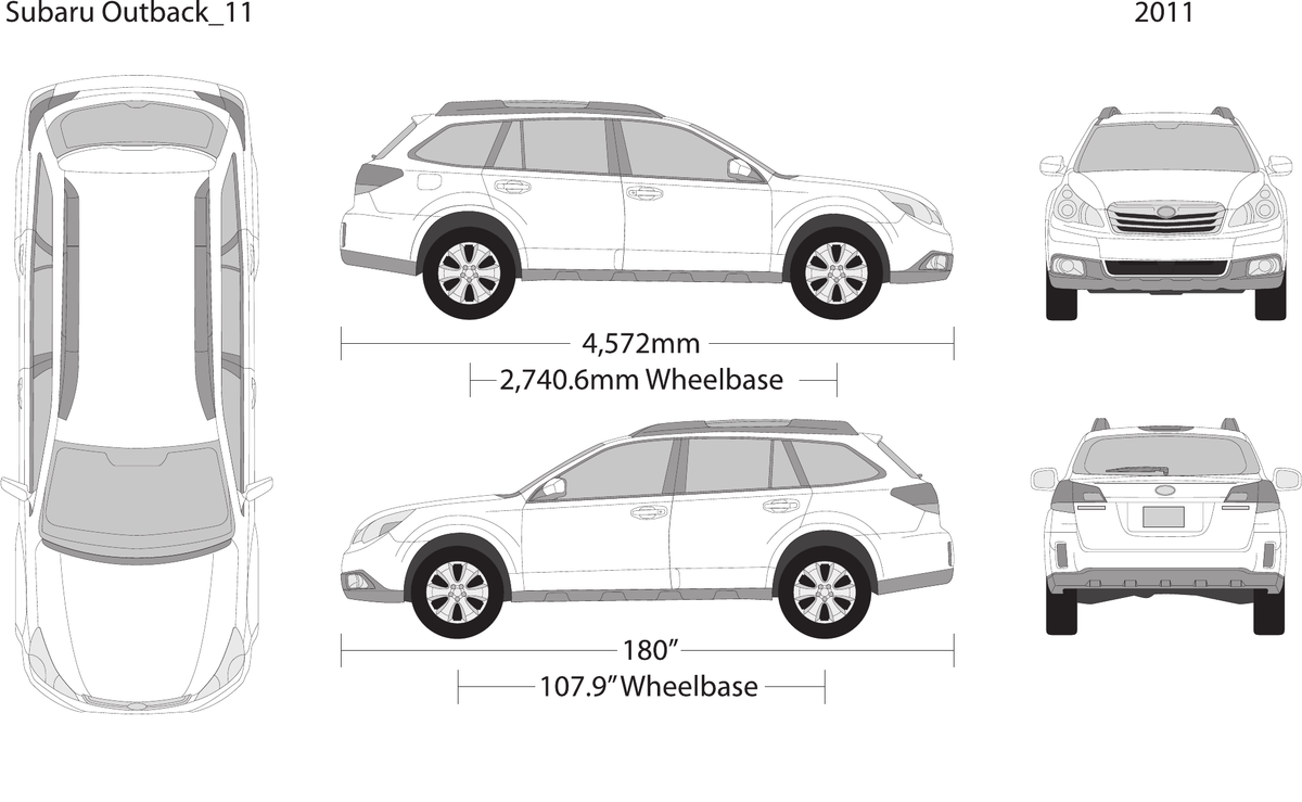 2011 Subaru Outback vector wrap template, Design-Ready PDF - GravBase