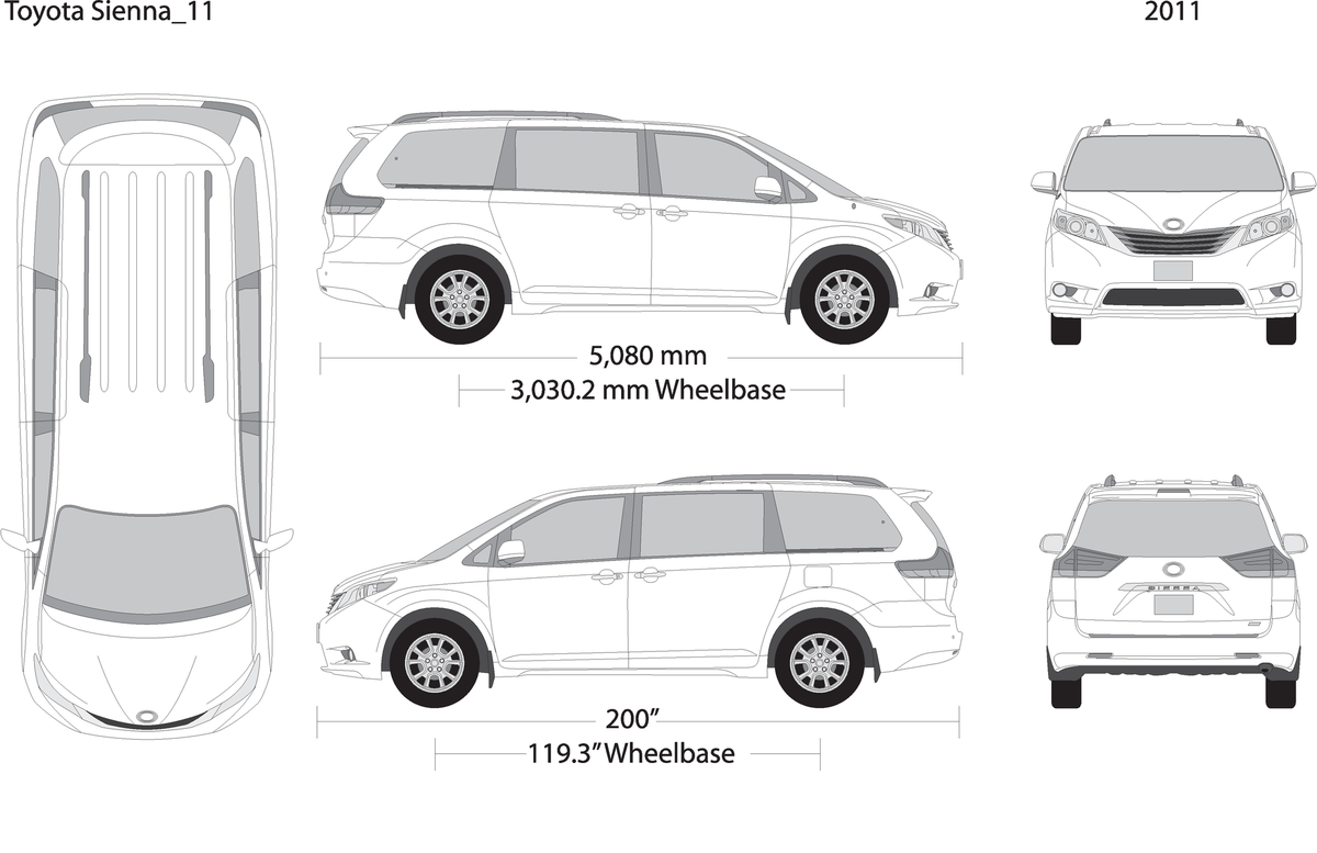 2011 Toyota Sienna V11 Vehicle Wrap Template
