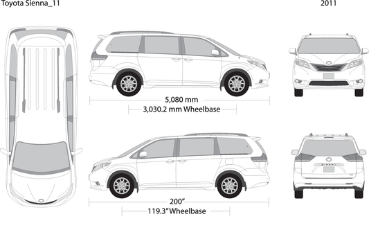 2011 Toyota Sienna V11 Vehicle Wrap Template