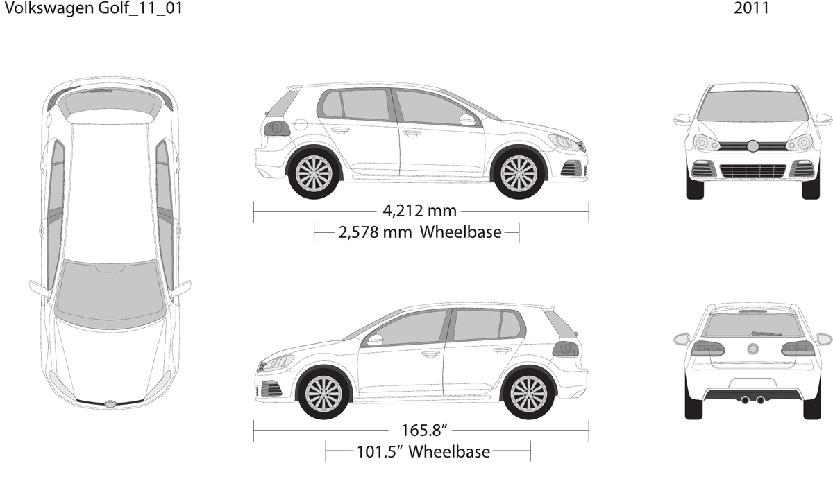 2011 Volkswagen Golf vector wrap template V01, Design-Ready PDF - GravBase