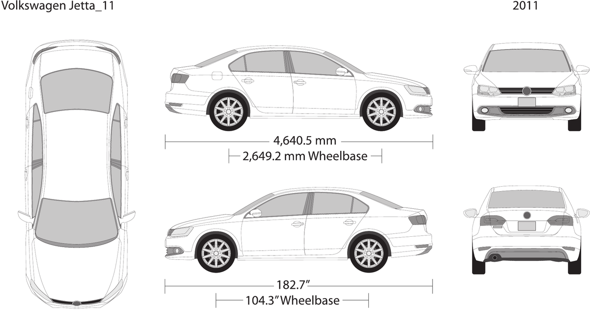 2011 Volkswagen Jetta vector wrap template V01, Design-Ready PDF - GravBase