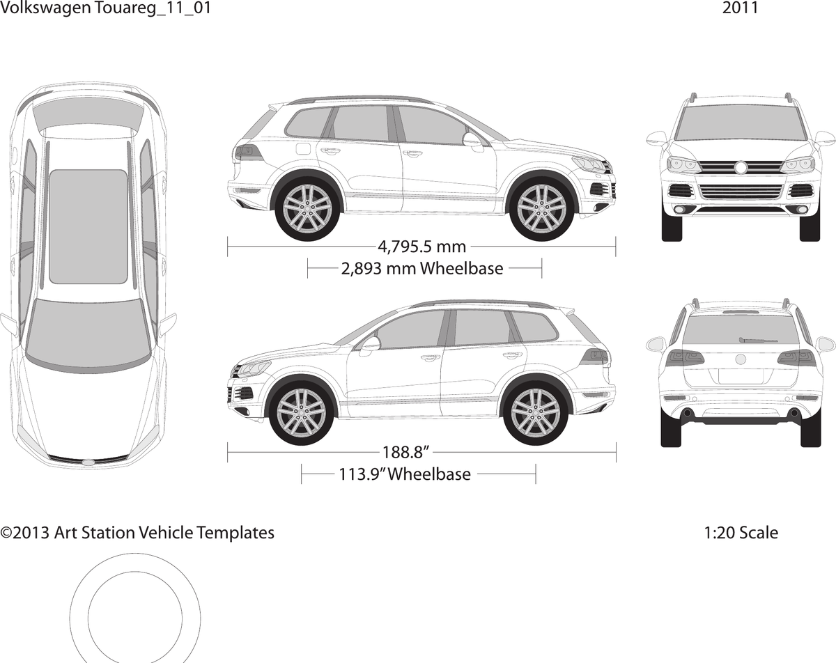 2011 Volkswagen Touareg vector wrap template, Design-Ready PDF - GravBase