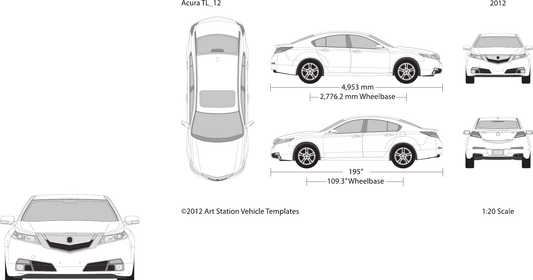 2012 Acura TL Vector Wrap Template - GravBase