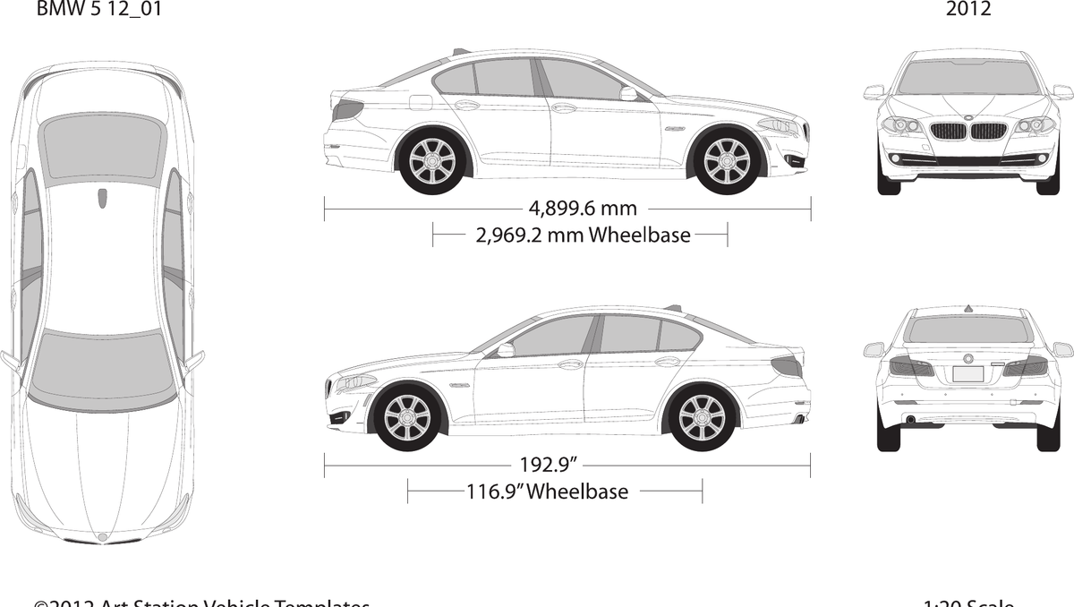 2012 BMW 5 vector wrap template, Design-Ready PDF - GravBase