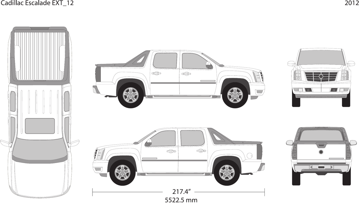 2012 Cadillac Pick Ups Escalade EXT vector wrap template, Design-Ready PDF - GravBase
