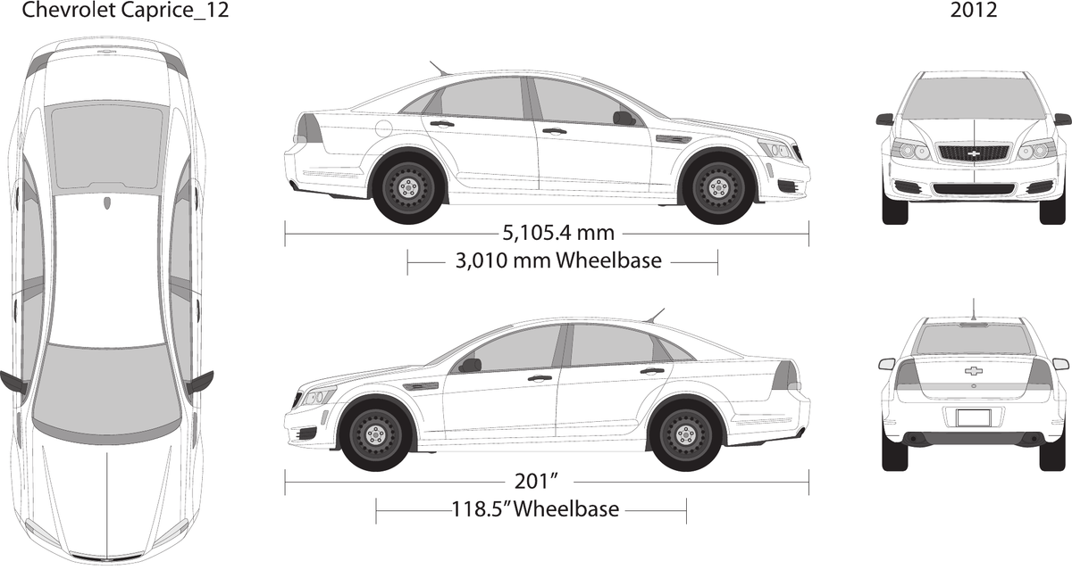 2012 Chevy Caprice vector wrap template, Design-Ready PDF - GravBase