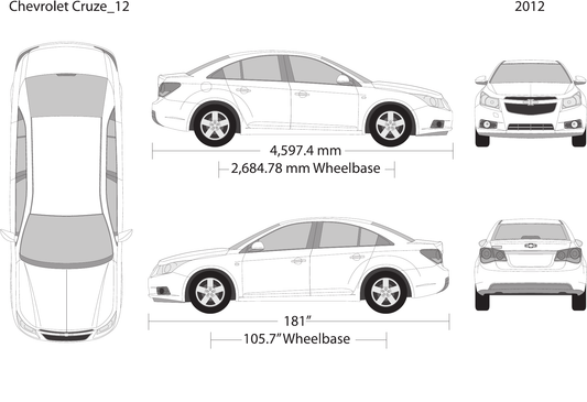 2012 Chevy Cruze vector wrap template, Design-Ready PDF - GravBase