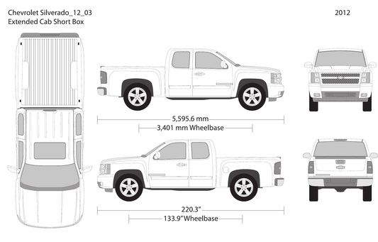 2012 Chevy Silverado 1500 vector wrap template V03, Design-Ready PDF - GravBase